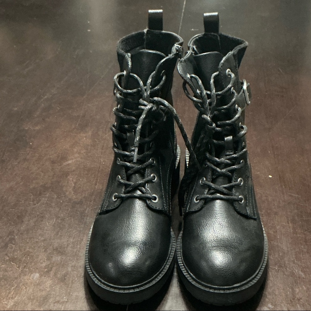 BareTraps Black Lace-Up Combat Boots